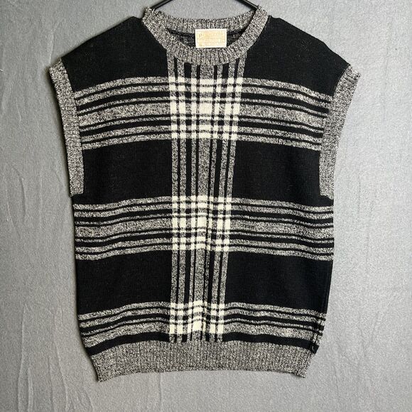 Pendleton Sweater Mens Large Black White Vest Pullover Wool Knit Adult Casual - Picture 1 of 7